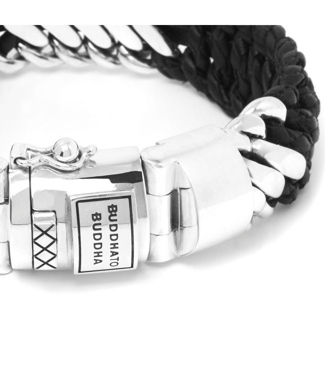 Buddha to Buddha Exclusieve Buddha To Buddha Armband Ben Mix Zilver Leer Zwart van 925 Sterling Zilver – Gratis Gravure