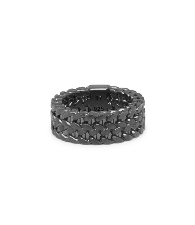 Buddha to Buddha Julius Ring Zwart Rhodium Zilver