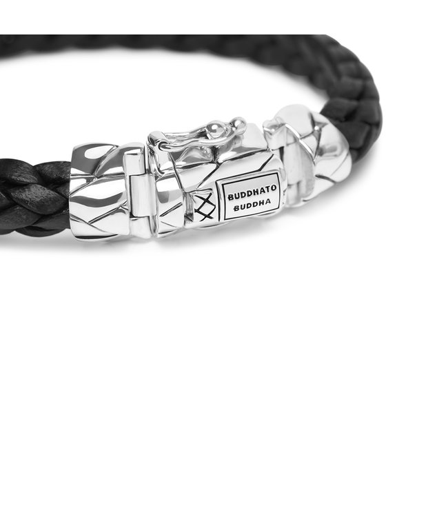 Buddha to Buddha Exklusives Mangky Small Leren armband zwart aus 925er Sterlingsilber – Gratis Gravur