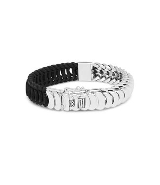 Buddha to Buddha Lars Mix Silber/Leder Armband Schwarz