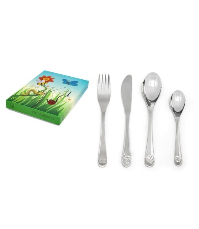 Zilverstad Children cutlery Friends of Nature - 4 pieces - stainless steel - free engraving