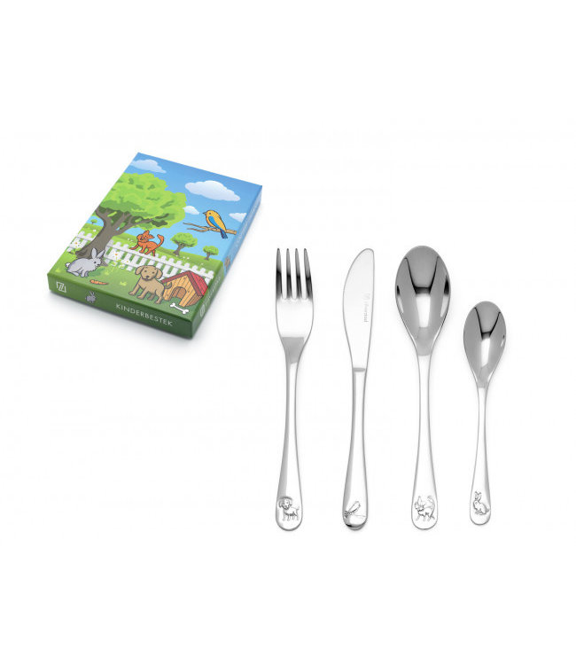 Zilverstad Children cutlery Pets - 4 pieces - stainless steel - free engraving