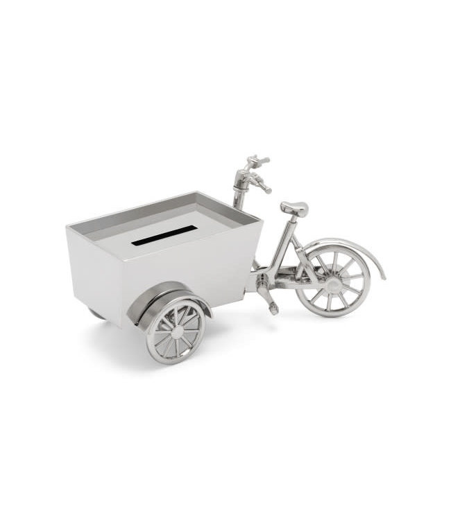 Zilverstad Moneybox Bakfiets - Silver colour - Free engraving