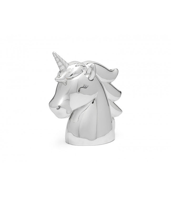 Zilverstad Zilverstad - Spaarpot Unicorn nieuw zilver kleur- Gratis te graveren
