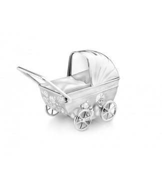 Zilverstad Moneybox Baby carriage with engraving plate, silver-plated - Free engraving