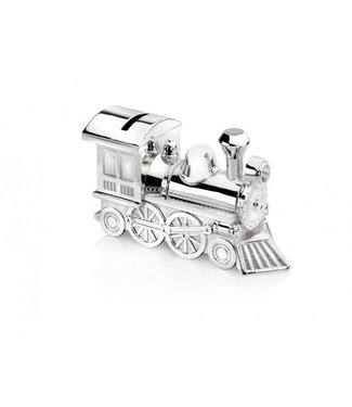 Zilverstad Spaarpot Locomotief 15,5x5,5x8cm Verzilverd Gelakt- Gratis te graveren