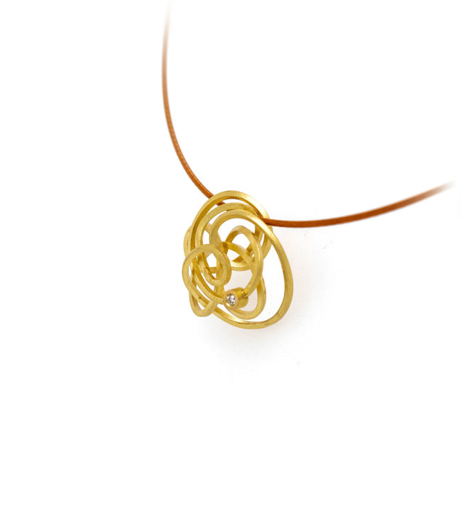 Arior Barcelona Caos gold pendant 1 Brillant 0,015Ct