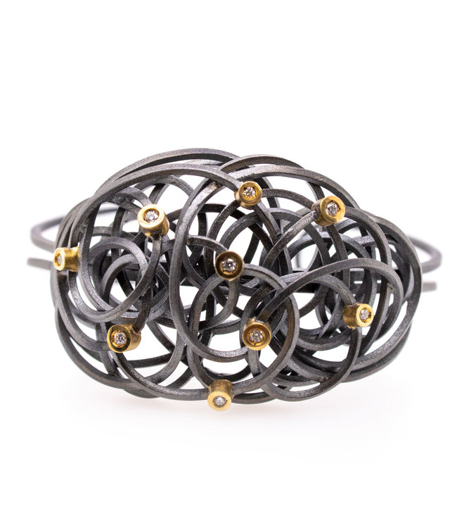 Arior Barcelona Caos silver&gold large bracelet 3 Brilliant 0,02Ct