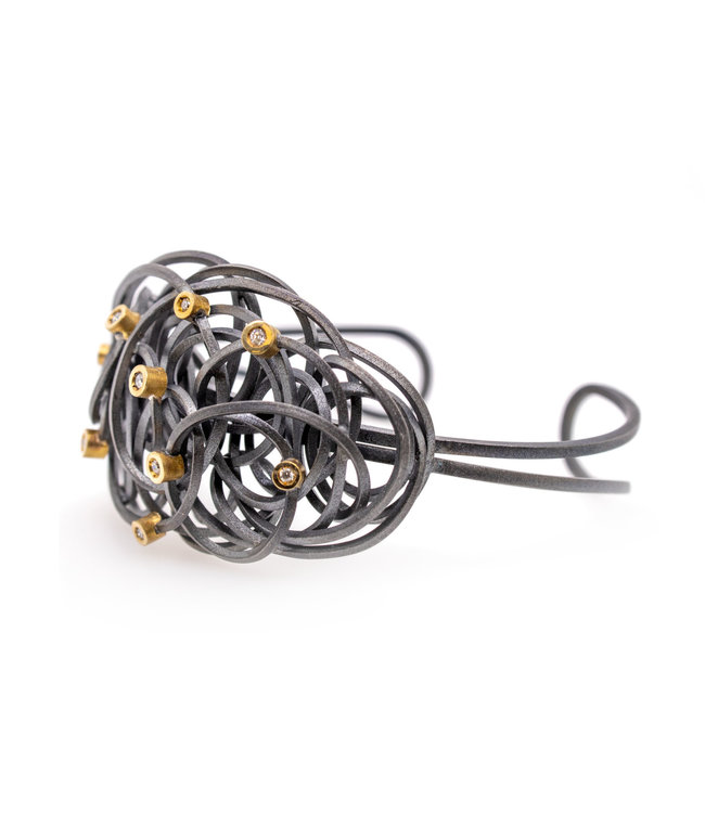 Arior Barcelona Caos silver&gold large bracelet 3 Brilliant 0,02Ct