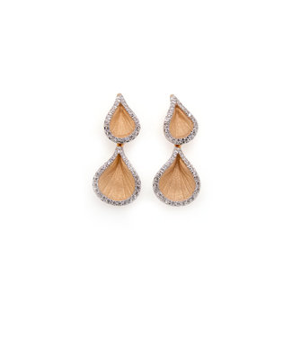 Annamaria Cammilli Goccia Collection Earrings, 18Kt Dia ct. 0.48 Orange Apricot Gold With Diamonds