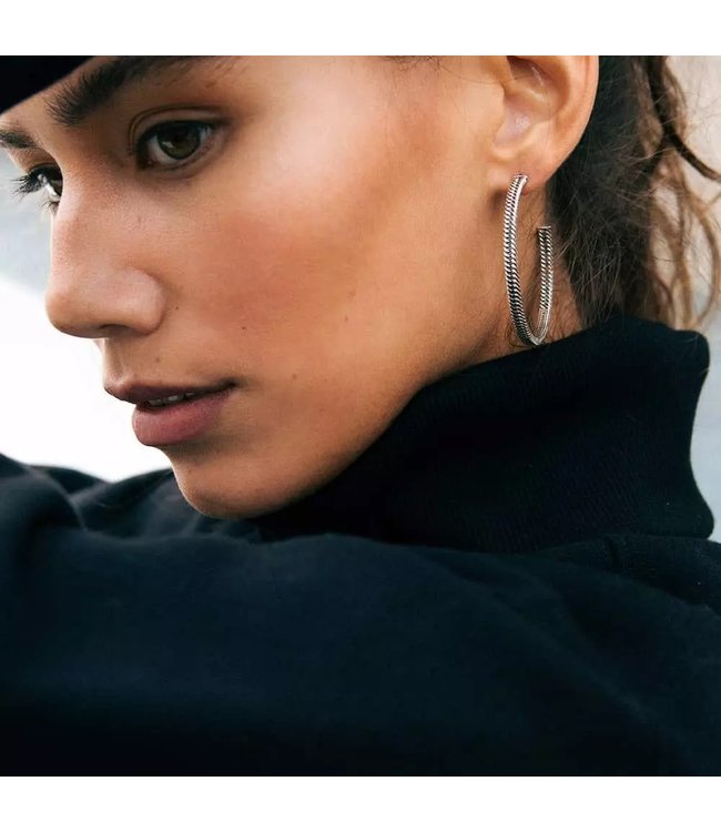 Buddha to Buddha Exclusive Chain Hoop Oorbellen Silver 925 Sterling Silver – Free Engraving