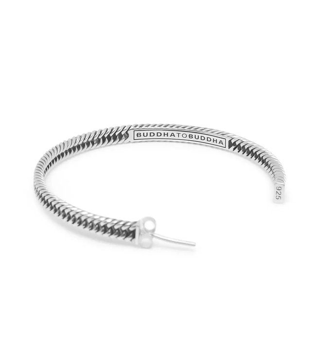 Buddha to Buddha Chain Hoop Earrings Silver