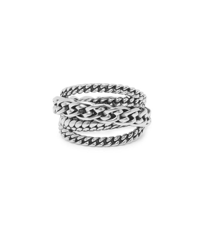 Buddha to Buddha Multi Chain Nathalie Ring Silver