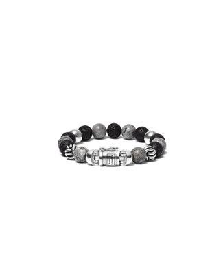 Buddha to Buddha Spirit Perlenmix Armband Grau Picasso Jaspis