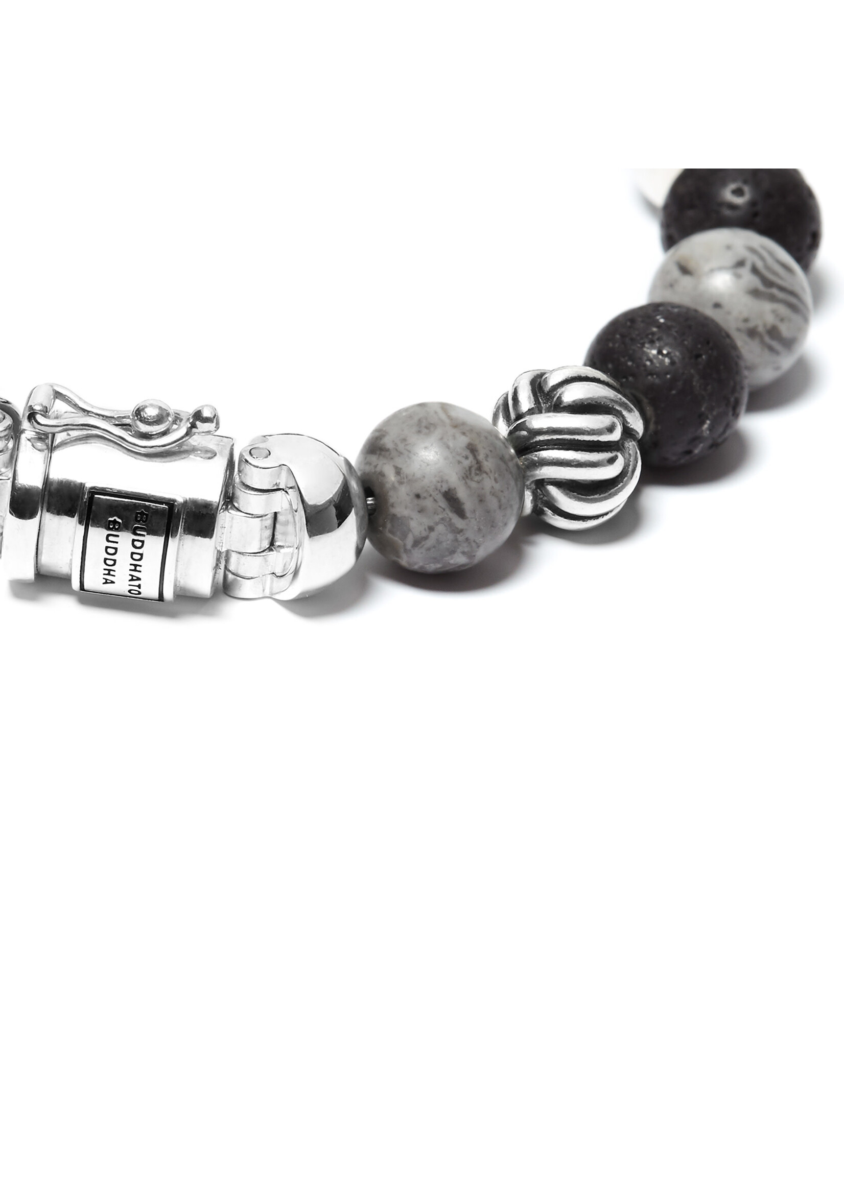 Buddha to Buddha Buddha to Buddha Spirit Perlenmix Armband Grau Picasso Jaspis
