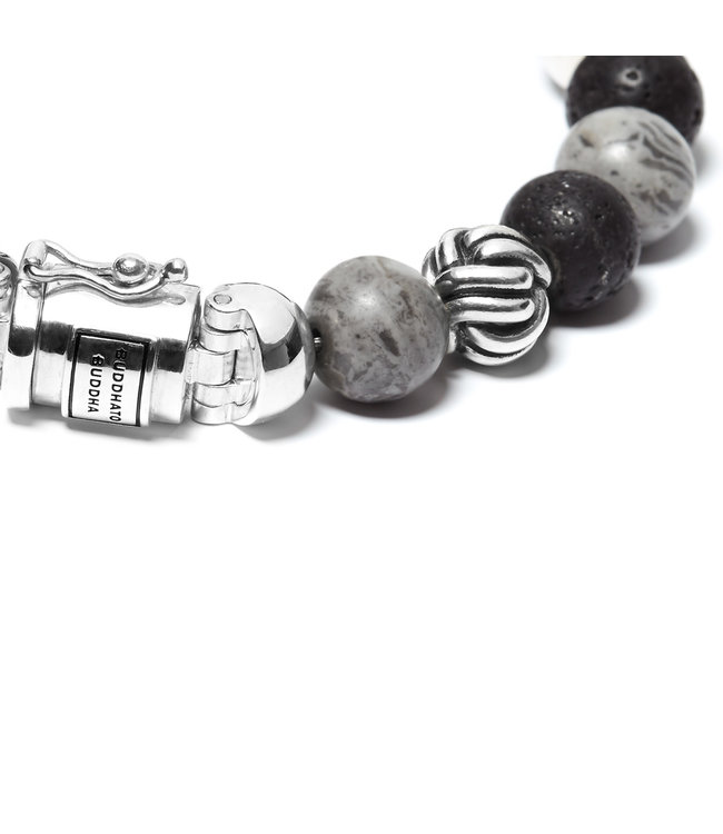 Buddha to Buddha Exclusive Spirit Bead Mix Grijs Picasso Jasper 925 Sterling Silver – Free Engraving