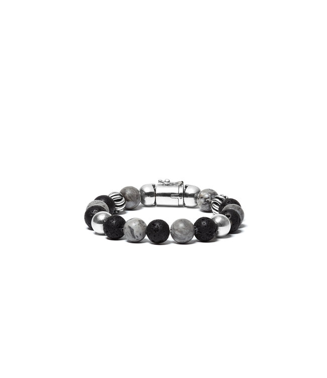 Buddha to Buddha Exclusive Spirit Bead Mix Grijs Picasso Jasper 925 Sterling Silver – Free Engraving