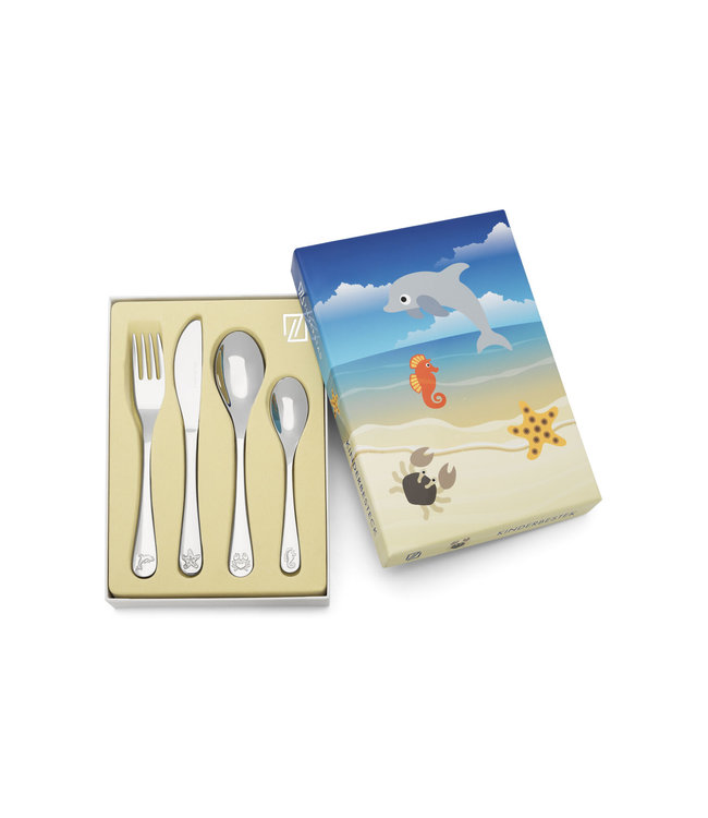 Zilverstad Zilverstad - Kinderbestek 4-delig Zeedieren- Gratis te graveren