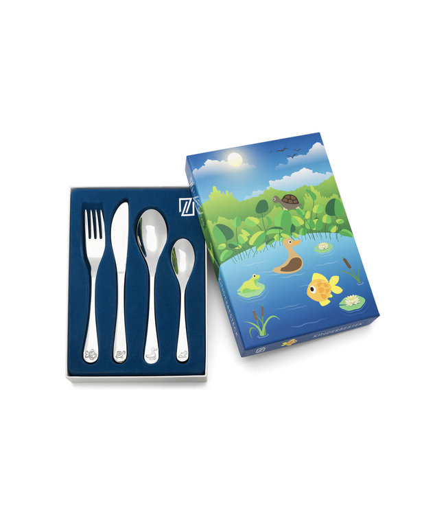 Zilverstad Children's crockery pond animals, 4 pieces, stainless steel