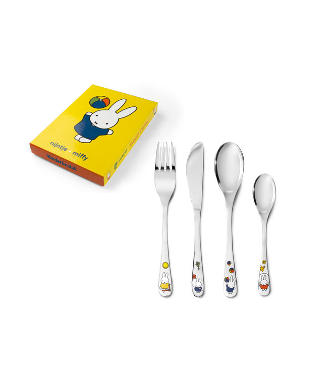 Zilverstad Children cutlery Miffy plays in colour - 4 pieces - stainless steel - Free engraving