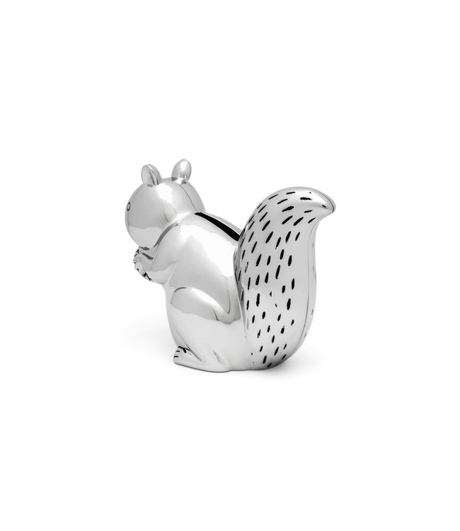 Zilverstad Spaarpot Eekhoorn zilver kleur - Een prachtig cadeau. Dit product is inclusief "gratis Gravure".