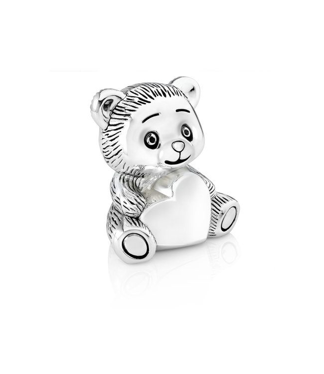 Zilverstad Bear Money Box with Heart Silver Color 8x7x12cm