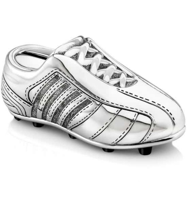 Zilverstad Spaarpot Voetbalschoen mini Verzilverd Gelakt- Gratis te graveren