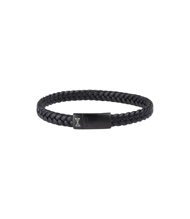 AZE Jewels Lederarmband Single Flat String Black-on-Black