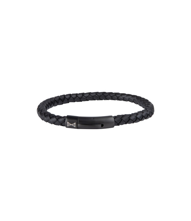 AZE Jewels Leather Bracelet Iron Single String Black-on-Black