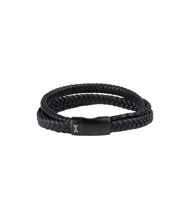 AZE Jewels Leather Bracelet Iron Three String Black-on-Black