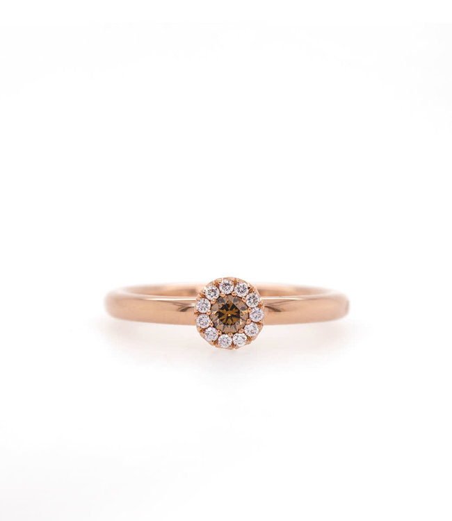 Bloch & Co Rosé gouden Ring 750 met chocolade diamant BL 0,11 + 0,06