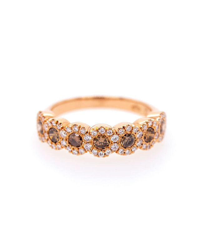 Bloch & Co Rosé gouden Ring 750 met chocolade diamant BL 0,77 + 0,29