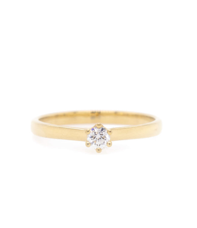 Bloch & Co Geel gouden Ring 750 met diamant 0.12