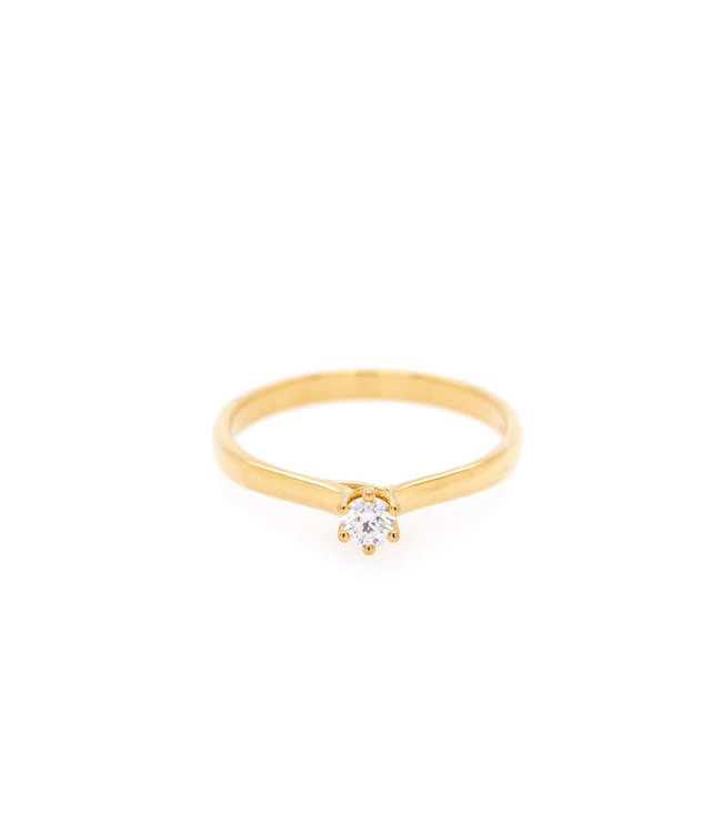 Bloch & Co Geel gouden Ring 750 met diamant 0.12