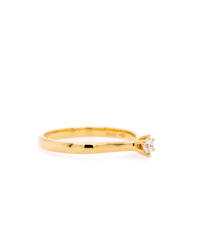 Bloch & Co Geel gouden Ring 750 met diamant 0.12