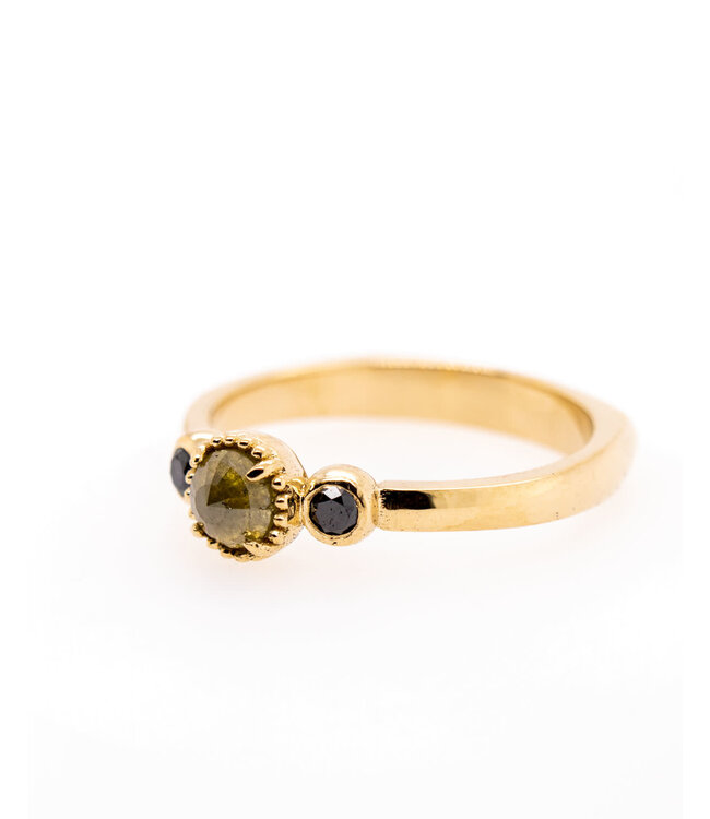 W. de Vaal 14 Karat Gelbgold Ring mit Rose Diamant