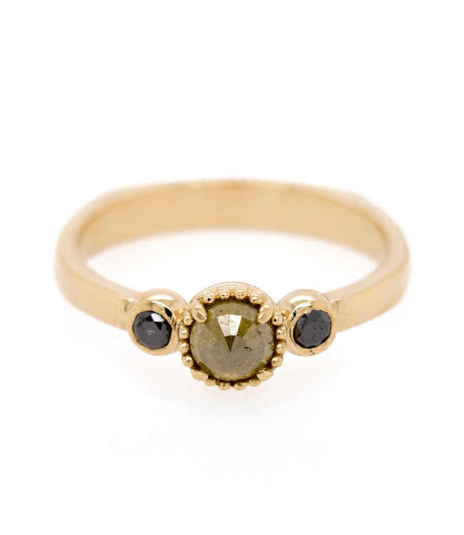 W. de Vaal 14 Karat Gelbgold Ring mit Rose Diamant