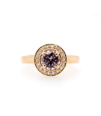 W. de Vaal Ring 14krt Geelgoud met Spinel & Diamant 0.18crt (3100)