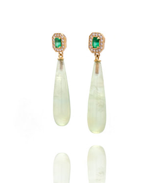 W. de Vaal Oorhangers met Smaragd, Diamant en Prehniet
