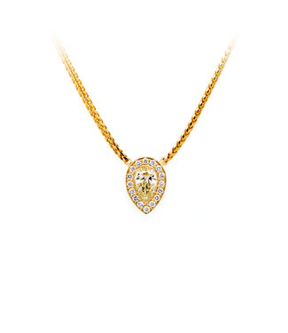 W. de Vaal 14 krt. yellow gold necklace with diamond
