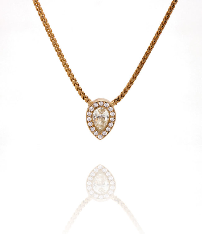 W. de Vaal 14 krt. Halskette aus Gelbgold mit Diamant