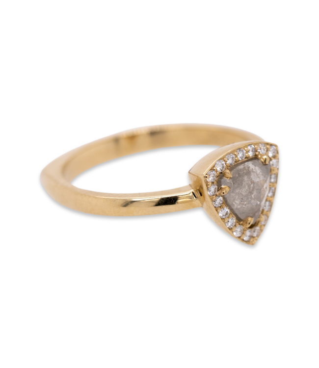 W. de Vaal 14 krt. rosegouden ring met diamant