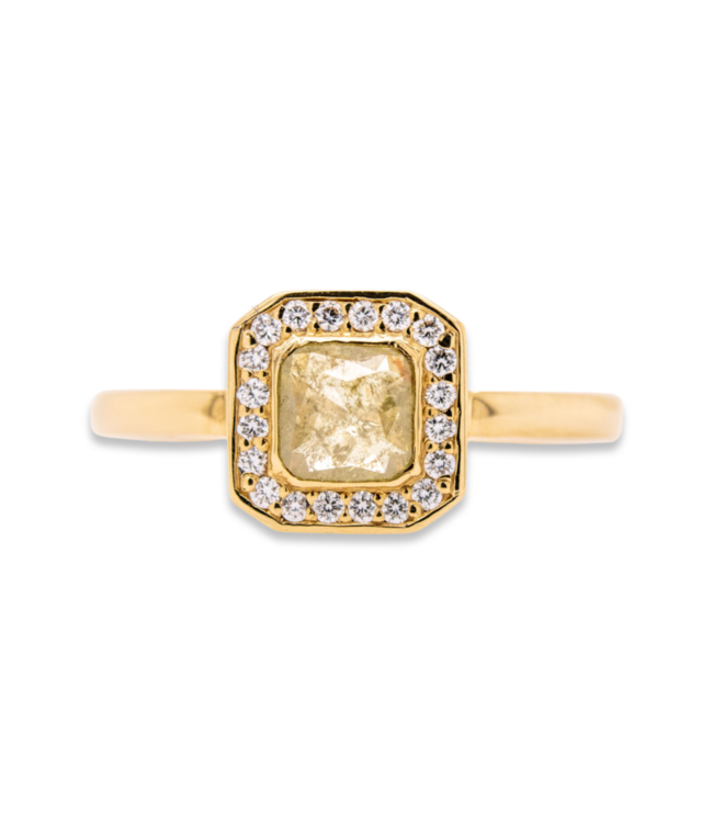 W. de Vaal 14 krt. geelgouden ring met diamant