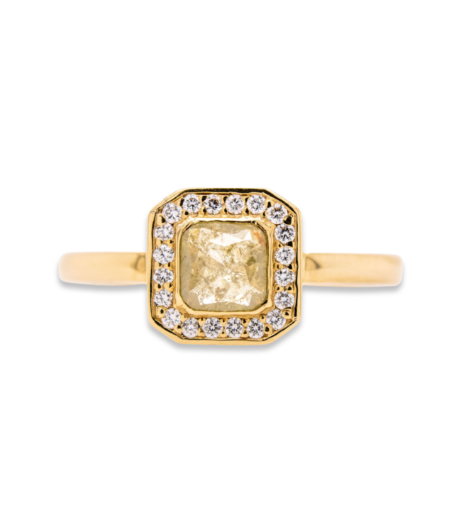 W. de Vaal 14 krt. yellow gold ring with diamond