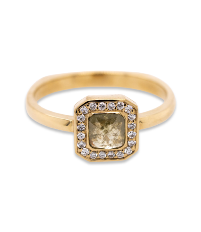 W. de Vaal 14 krt. Gelbgoldring mit Diamant