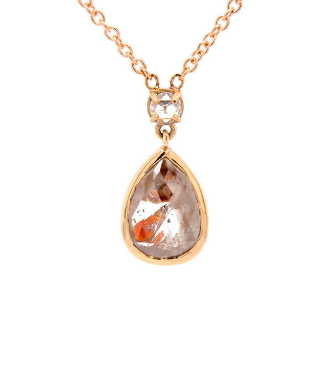 W. de Vaal 14 krt. rose gold necklace with rose diamond