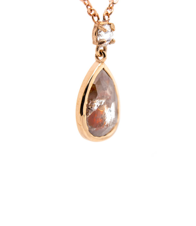 W. de Vaal 14 krt. rose gold necklace with rose diamond