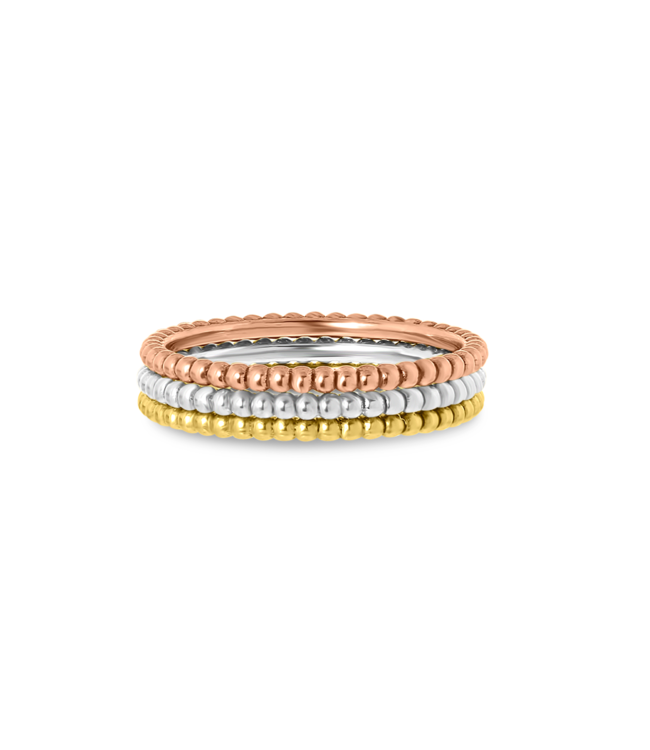 W. de Vaal 14 krt. gold stacking rings balls