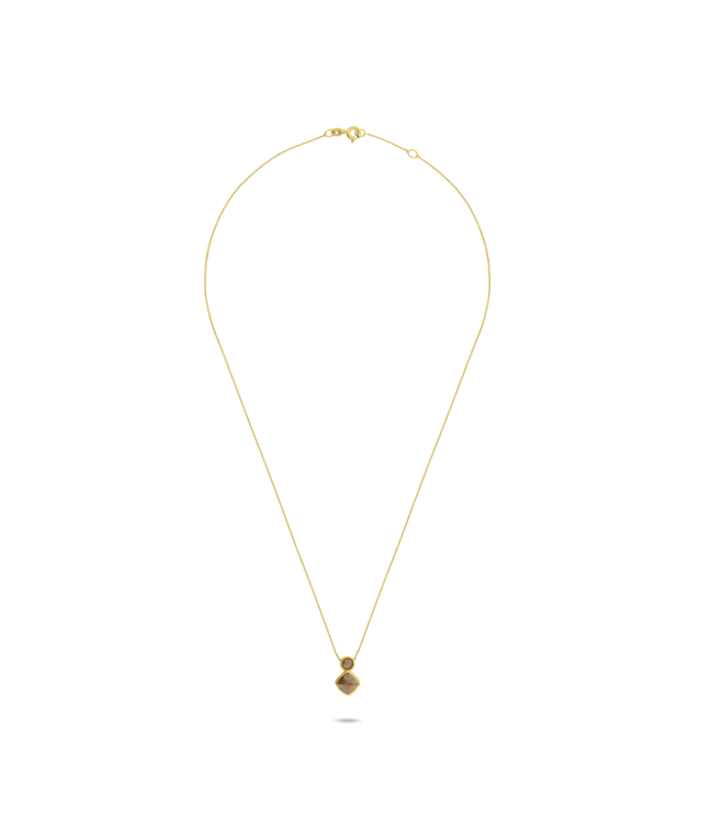 W. de Vaal 14 krt. geelgoud collier met diamant