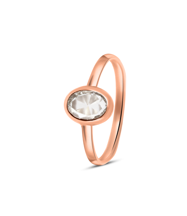 W. de Vaal 14 krt. roodgouden ring met diamant